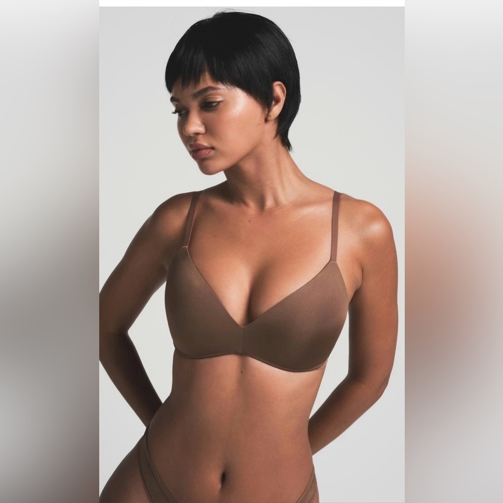 Skims Wireless Form Lightly Lined Bra Jasper Brown Kim Kardashian Size 38DD